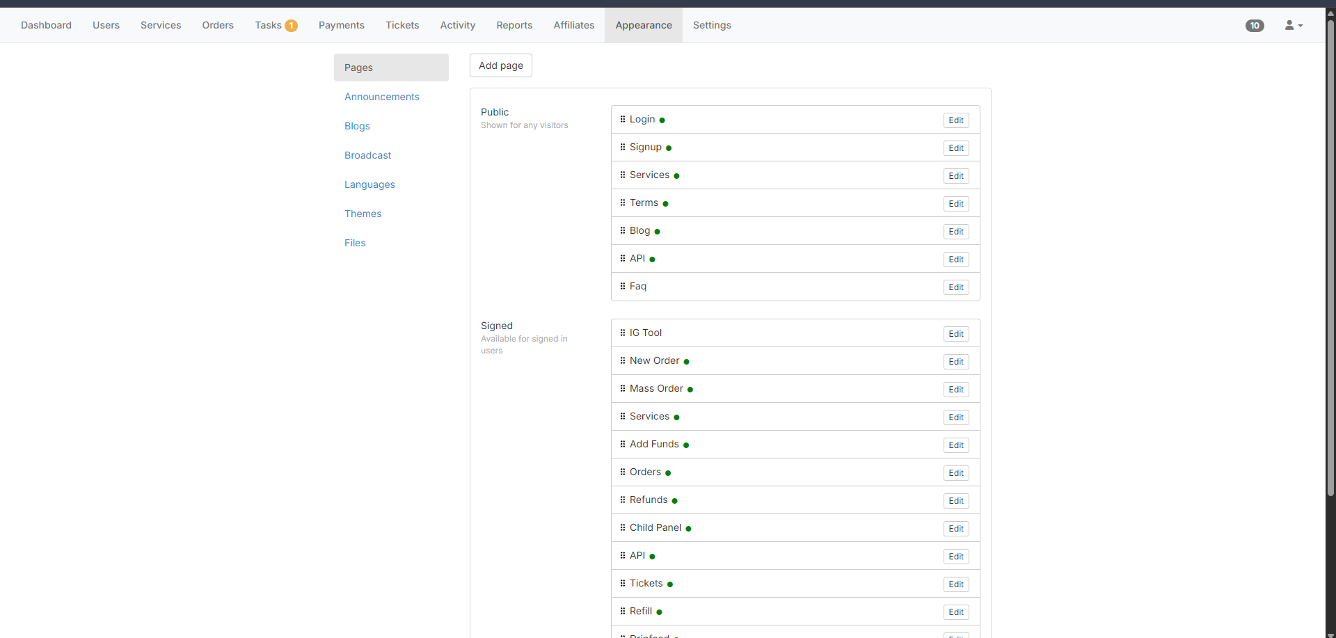 Admin Appearance Preview